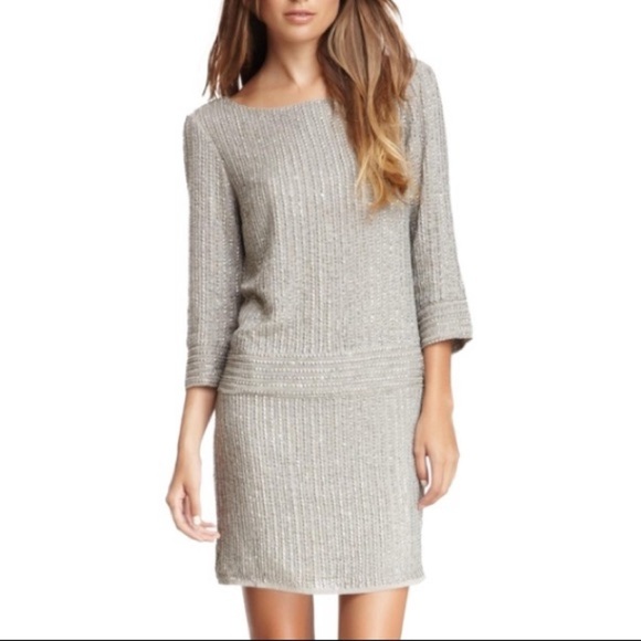 W118 by Walter Baker Gray Sequin Doris Short Casual Dress - Picture 1 of 15